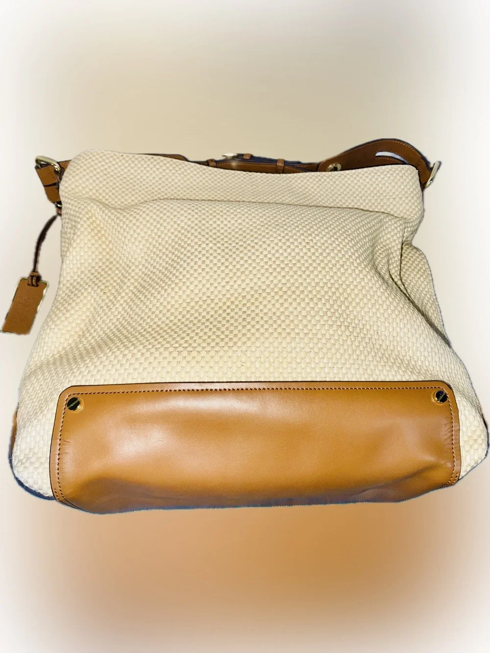 Vince Camuto Straw & Leather Hobo Bag